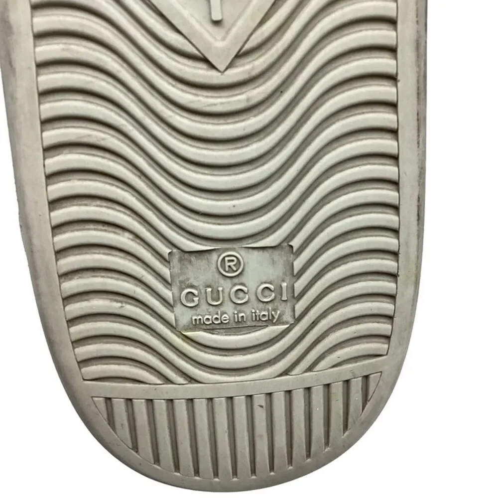 Gucci Ace Blade Distressed Sneakers in White Leather